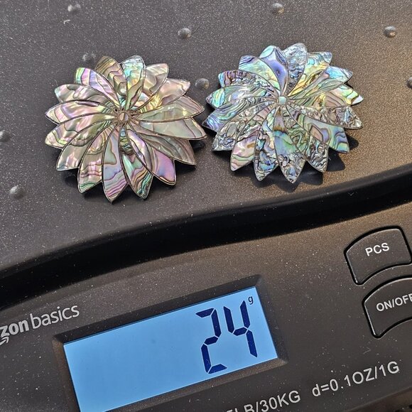 Sterling Silver 925 Mexican Abalone Brooch PAIR. 2pcs Total. Beautiful! - Picture 11 of 11